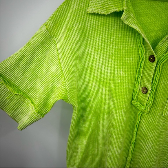 Bibi Green Thermal Button Up Shirt Size Medium Coastal Grandma - Picture 5 of 8